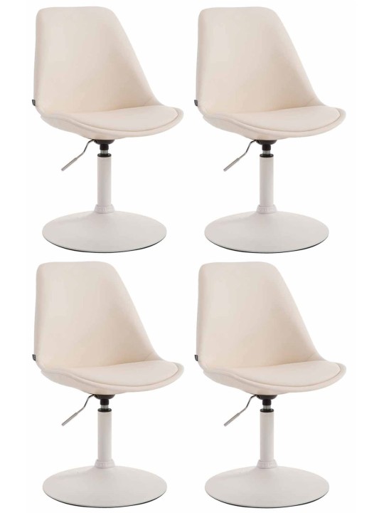 Set van 4 eetkamerstoelen Maverick W kunstleer, crème