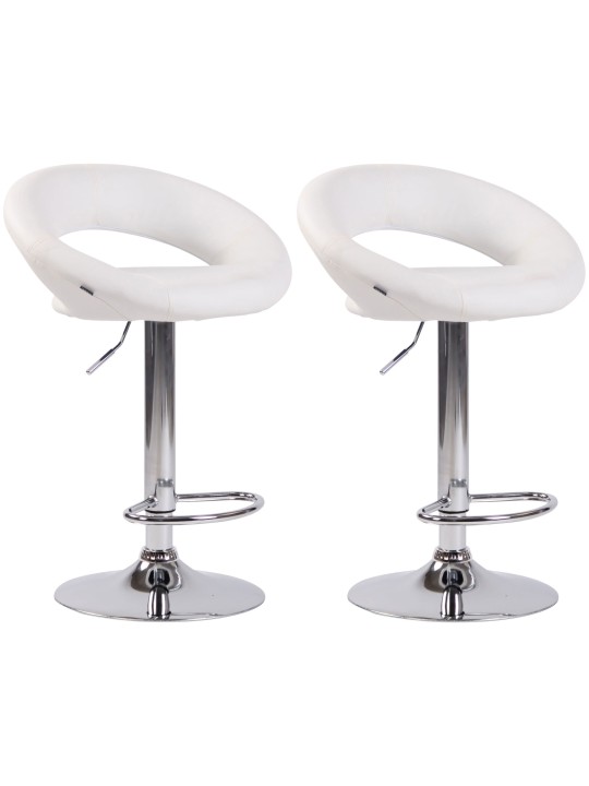 Set van 2 barkrukken Olinda kunstleer chroom, wit