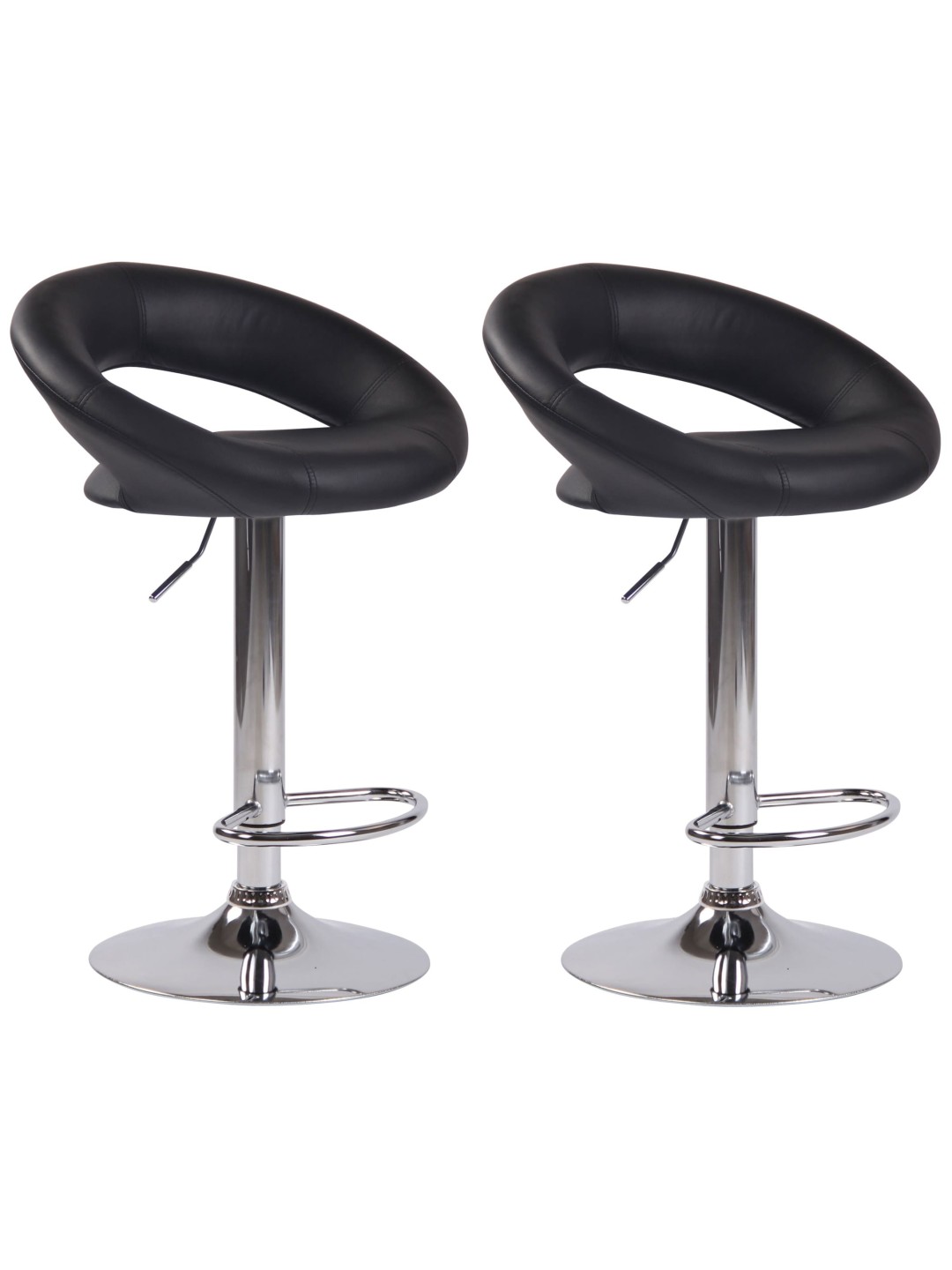 Set van 2 barkrukken Olinda kunstleer chroom, zwart