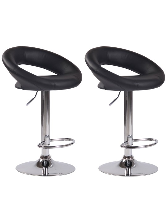 Set van 2 barkrukken Olinda kunstleer chroom, zwart