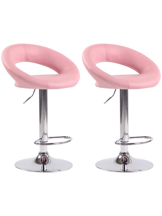Set van 2 barkrukken Olinda kunstleer chroom, roze