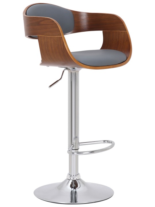 Set van 2 barkrukken Kingston C kunstleer, walnoot/grijs