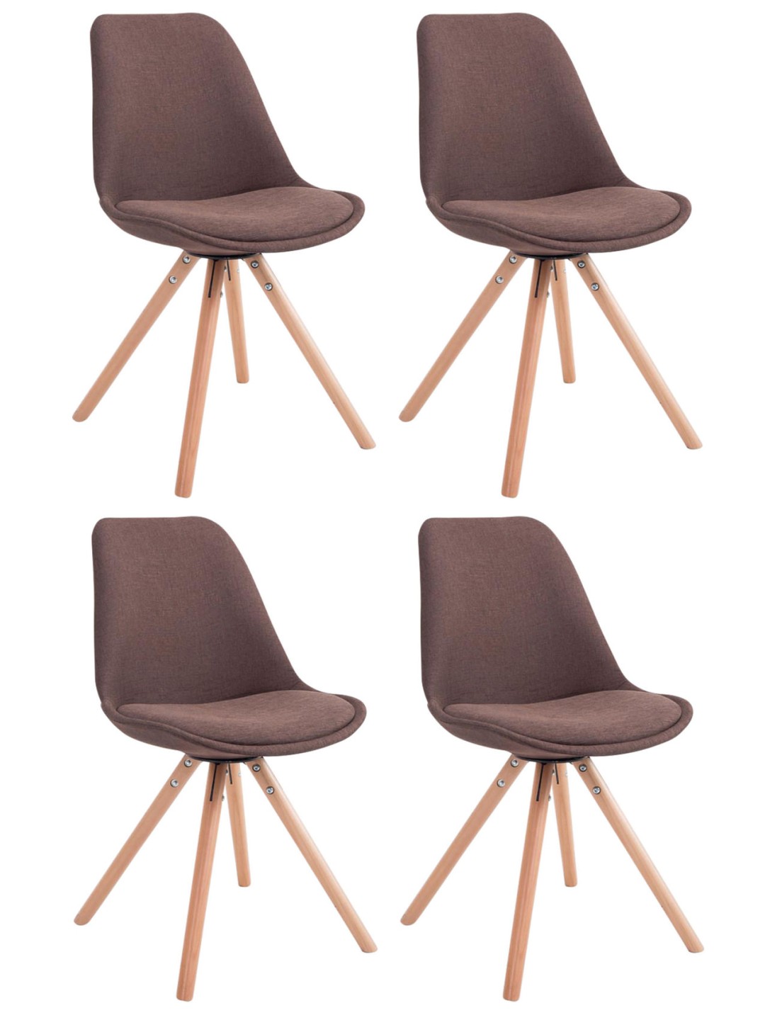 Set van 4 stoelen Toulouse stof Natura rond, bruin