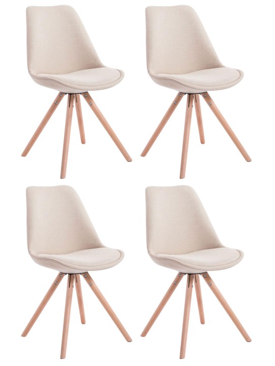 Set van 4 stoelen Toulouse stof Natura rond, crème