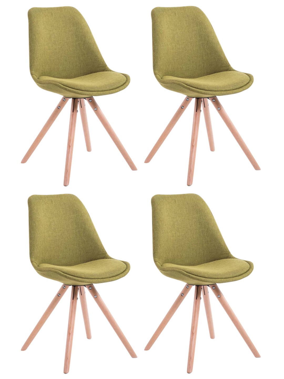 Set van 4 stoelen Toulouse stof Natura rond, groen