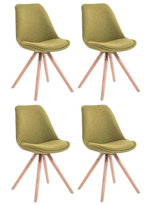 Set van 4 stoelen Toulouse stof Natura rond, groen