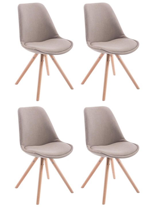 Set van 4 stoelen Toulouse stof Natura rond, taupe