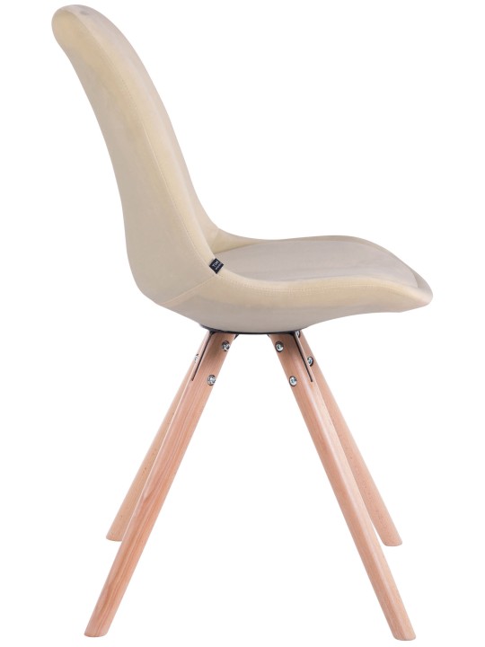 Set van 4 stoelen Toulouse fluweel rond naturel, crème