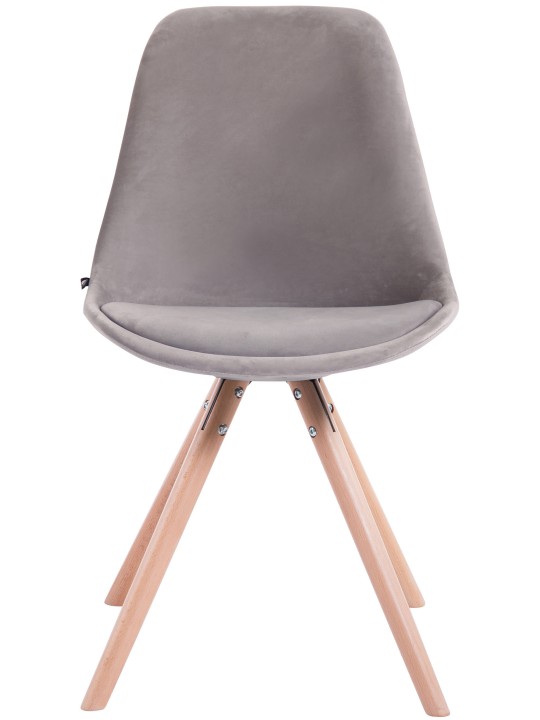 Set van 4 stoelen Toulouse fluweel rond naturel, grijs