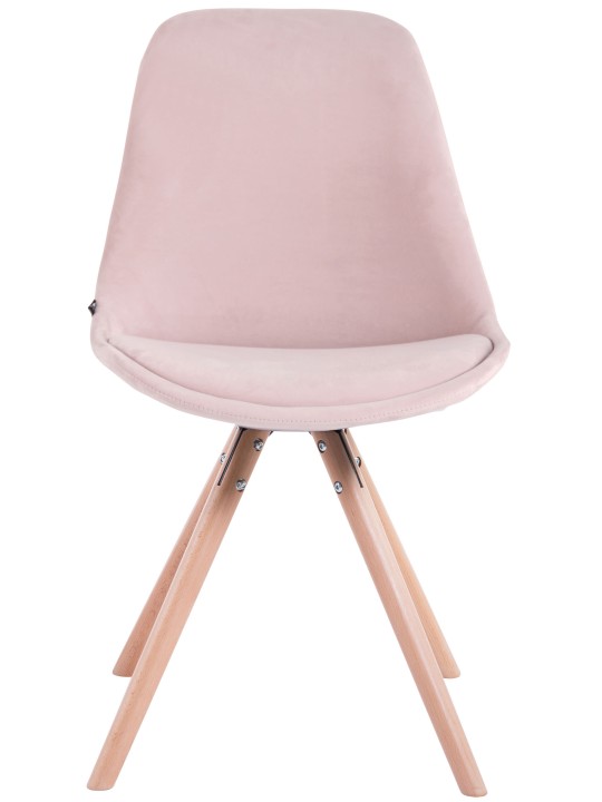 Set van 4 stoelen Toulouse fluweel rond naturel, roze