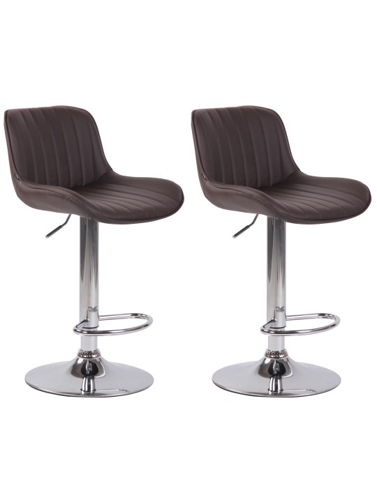 Set van 2 barkrukken Lentini kunstleer chroom, bruin Set van 2 barkrukken Lentini kunstleer chroom, bruin