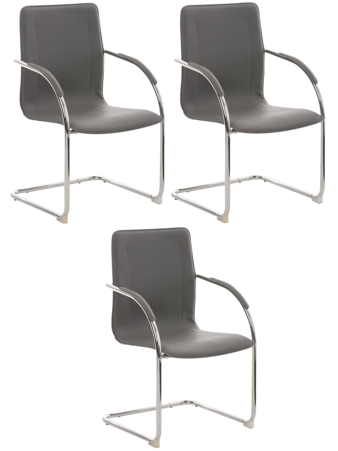 Set van 3 stoelen Melina, grijs
