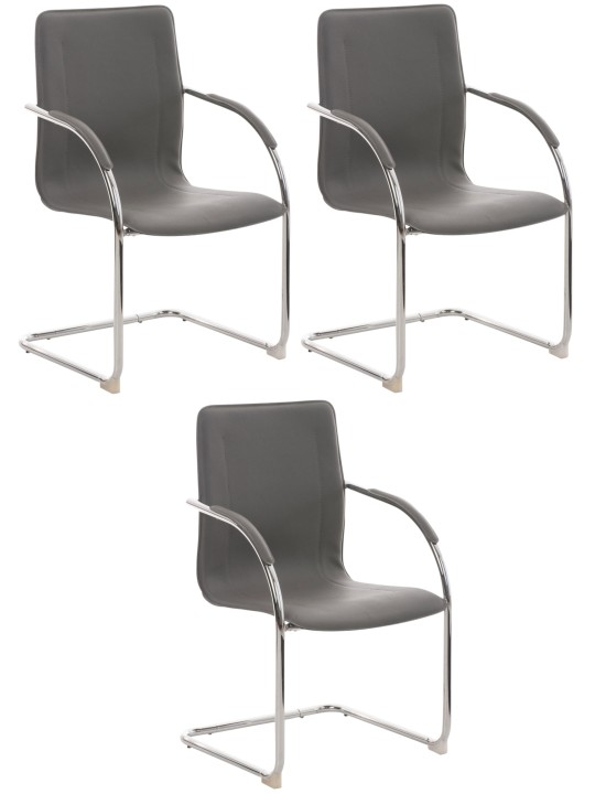 Set van 3 stoelen Melina, grijs