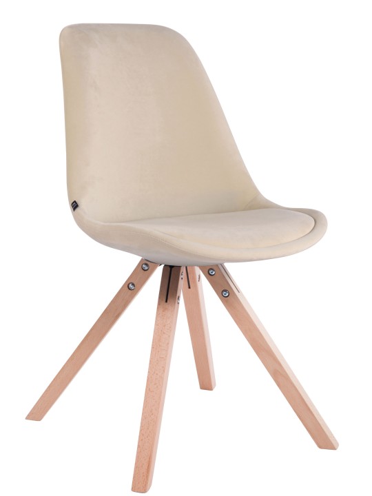 Set van 4 stoelen Toulouse fluweel vierkant naturel, crème