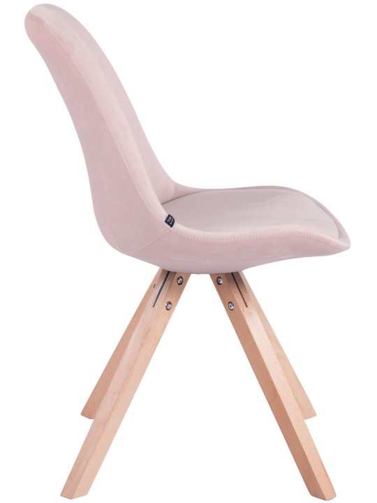 Set van 4 stoelen Toulouse fluweel vierkant naturel, roze