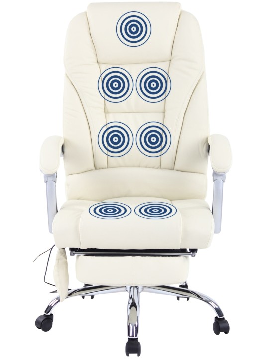 Bureaustoel Pacific echt leer met massagefunctie, crème