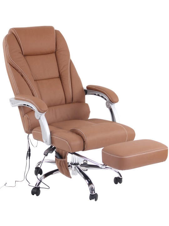 Bureaustoel Pacific echt leer met massagefunctie, lichtbruin