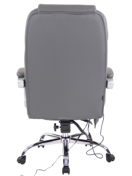 Bureaustoel Pacific echt leer met massagefunctie, grijs