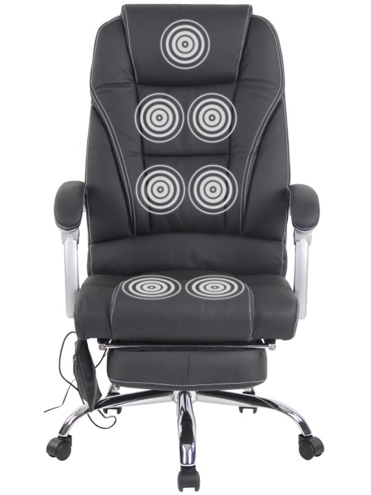 Bureaustoel Pacific echt leer met massagefunctie, zwart