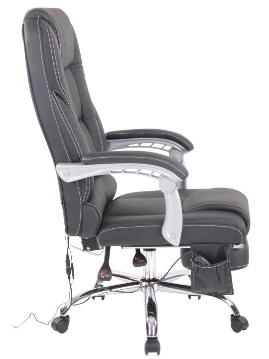 Bureaustoel Pacific echt leer met massagefunctie, zwart