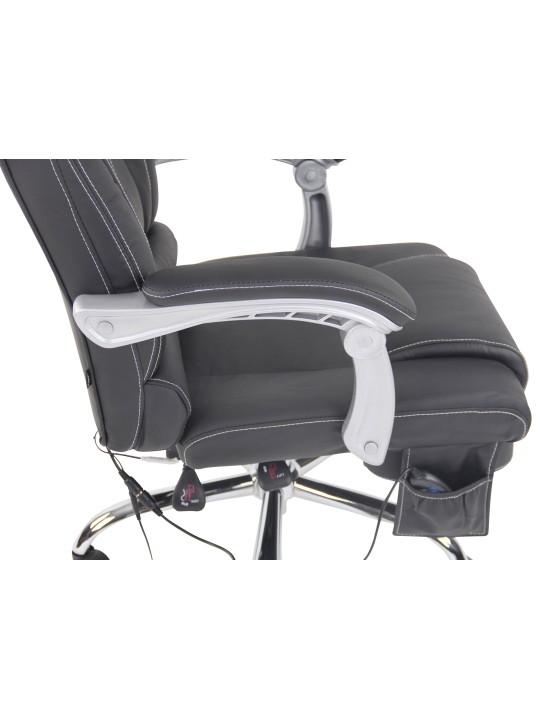 Bureaustoel Pacific echt leer met massagefunctie, zwart