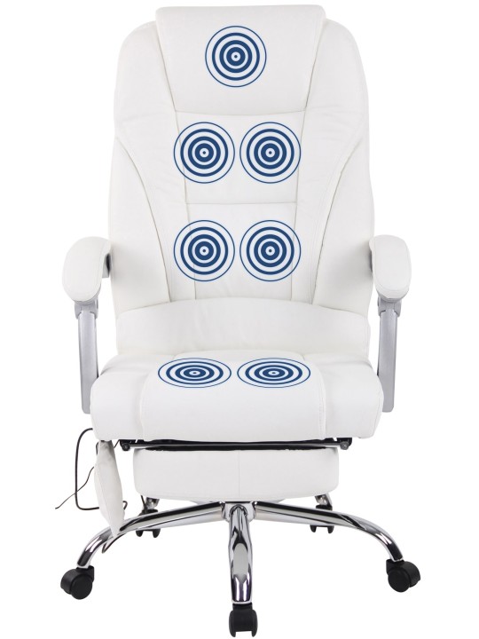 Bureaustoel Pacific echt leer met massagefunctie, wit