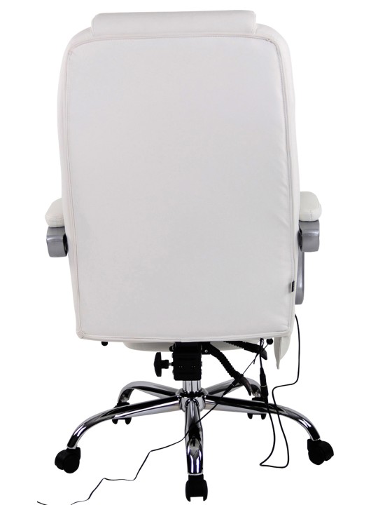 Bureaustoel Pacific echt leer met massagefunctie, wit