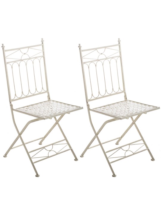 Set van 2 klapstoelen Asina, antiek crème
