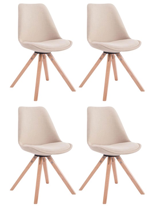 Set van 4 bezoekersstoelen Toulouse stof Square Natura, crème Set van 4 bezoekersstoelen Toulouse stof Square Natura, crème