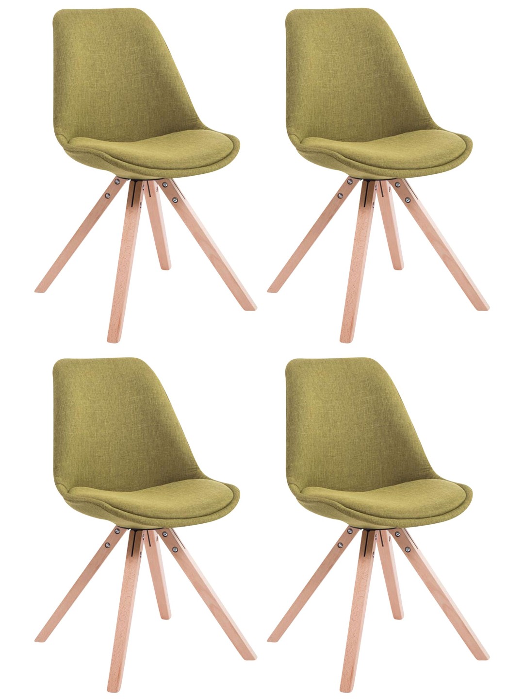 Set van 4 bezoekersstoelen Toulouse stof Square Natura, groen