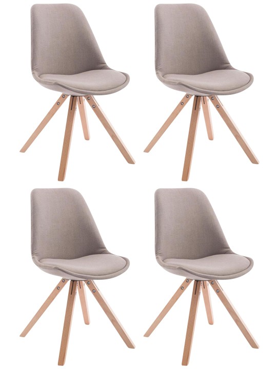 Set van 4 bezoekersstoelen Toulouse stof Square Natura, taupe