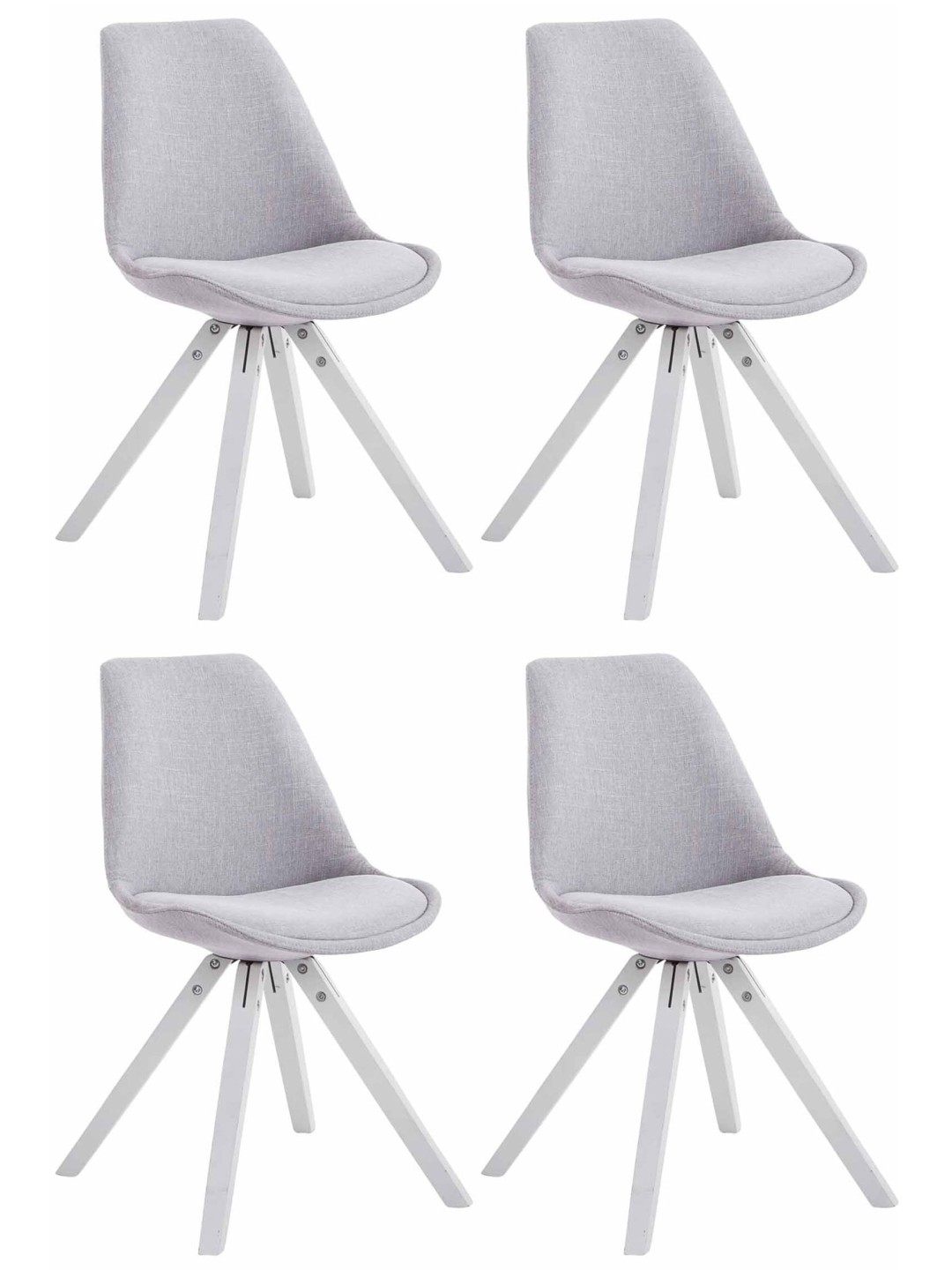 Set van 4 bezoekersstoelen Toulouse stof Vierkant, grijs