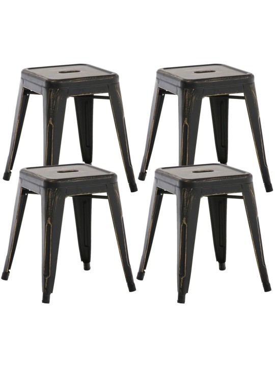 Set van 4 krukken Armin, zwart-goud