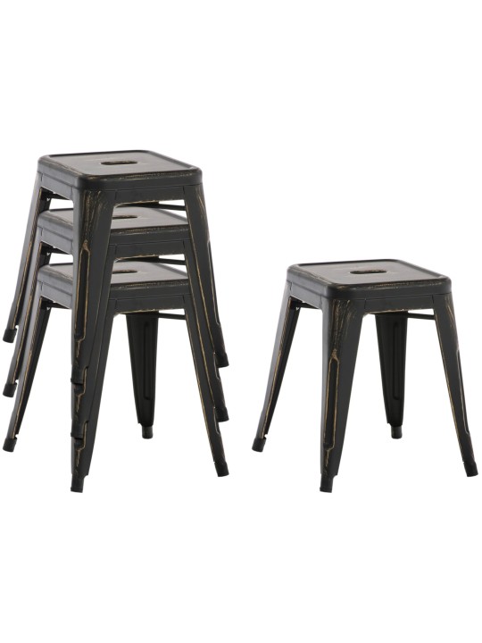 Set van 4 krukken Armin, zwart-goud