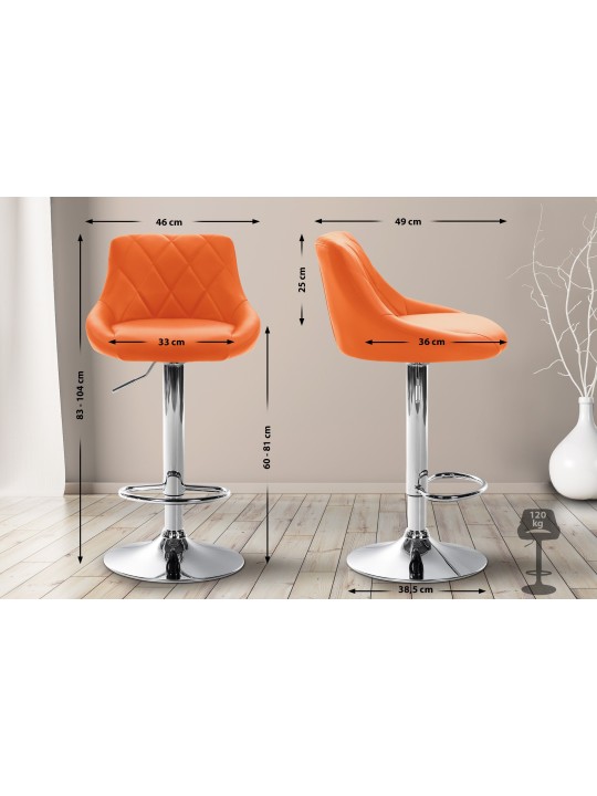 Barkruk Lazio kunstleer chroom, oranje