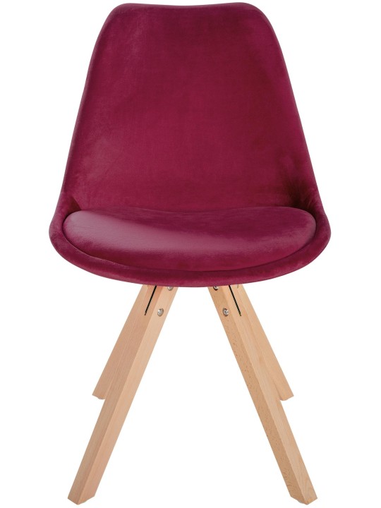 Stoel Sofia Fluweel Vierkant, bordeauxrood