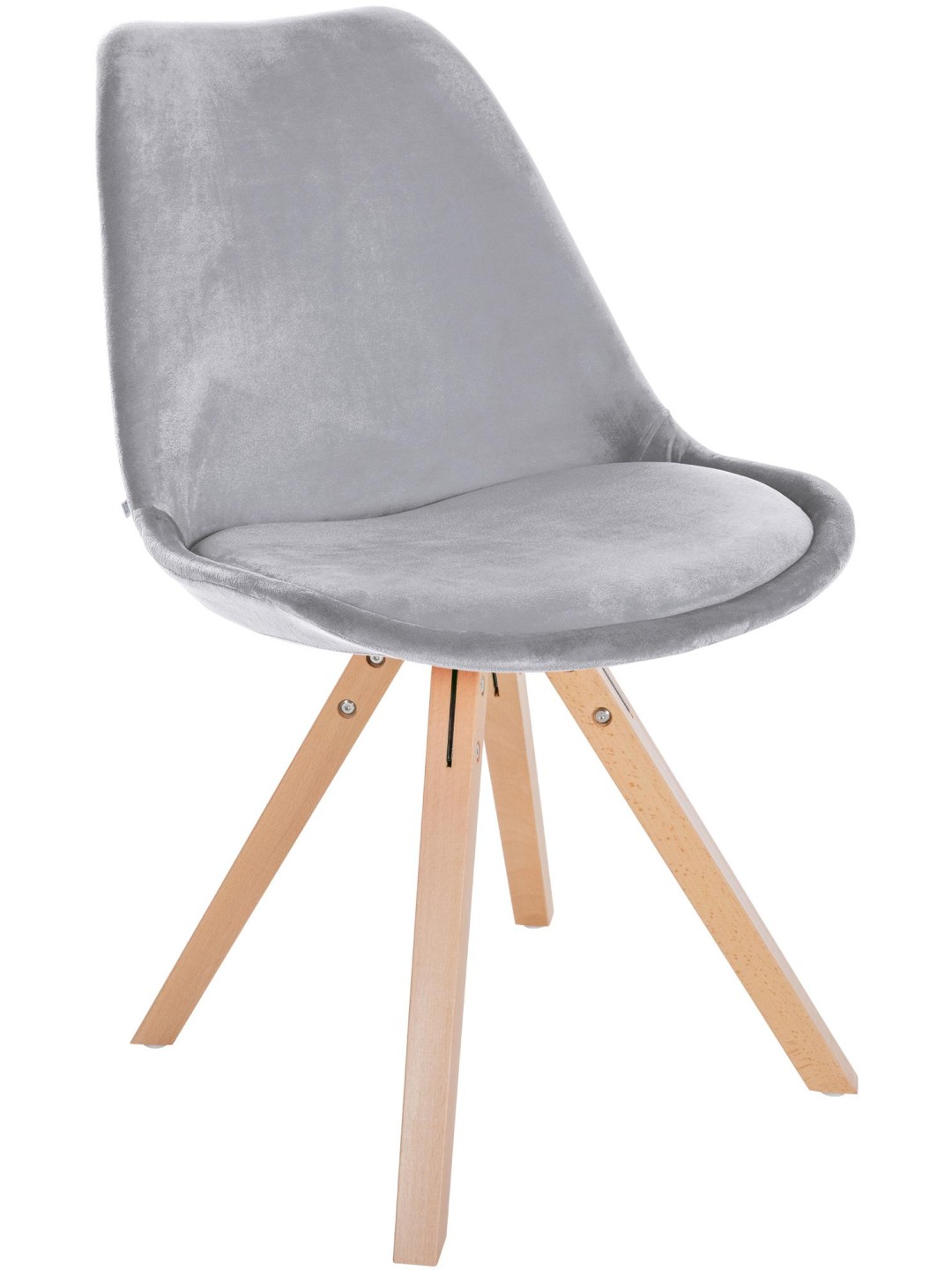 Stoel Sofia Fluweel Vierkant, lichtgrijs