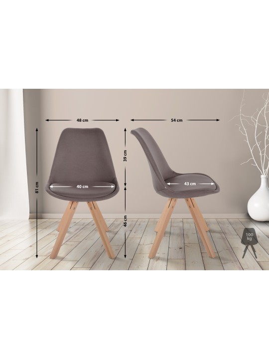 Stoel Sofia Stof Vierkant, taupe