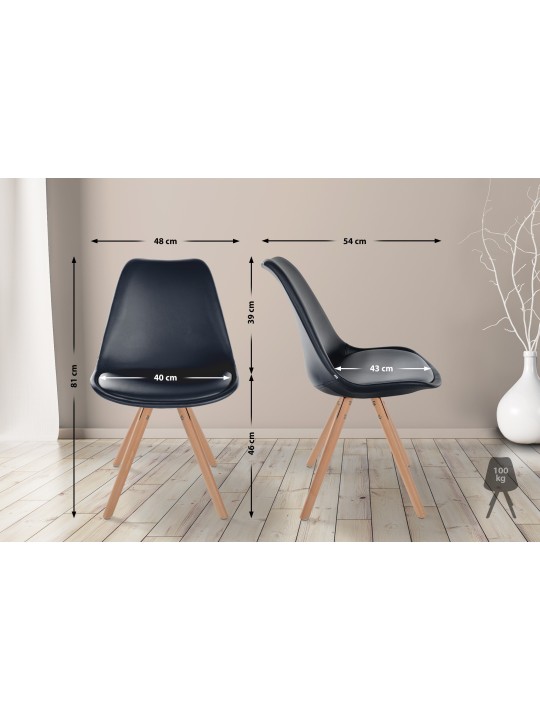 Stoel Sofia Kunstleer Rond, zwart