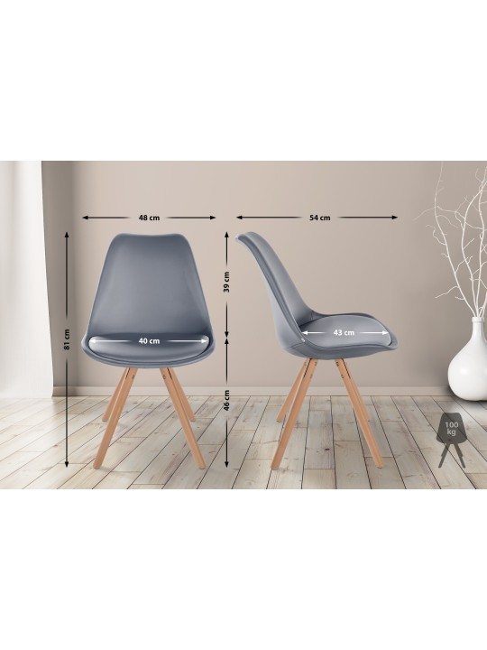 Stoel Sofia kunstleer rond, grijs