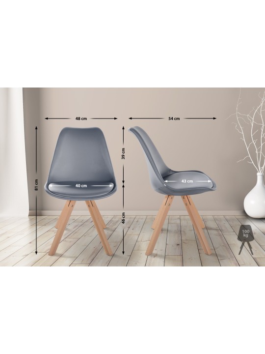 Stoel Sofia kunstleer Vierkant, grijs