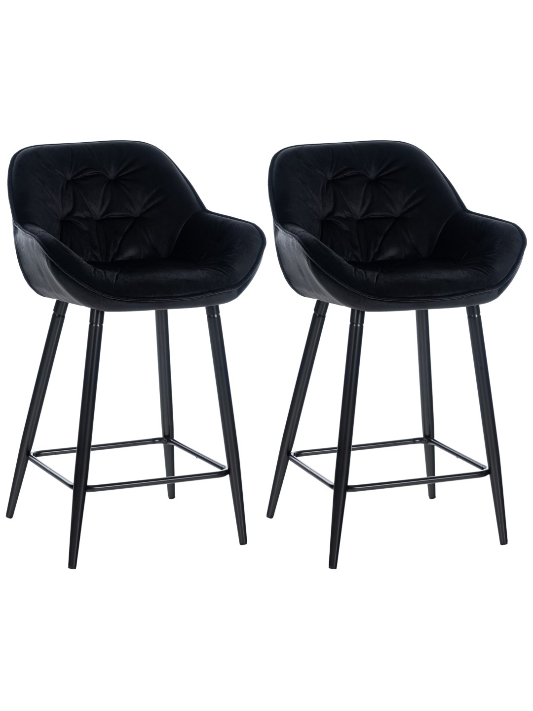 Set van 2 barkrukken Gibson fluweel, zwart