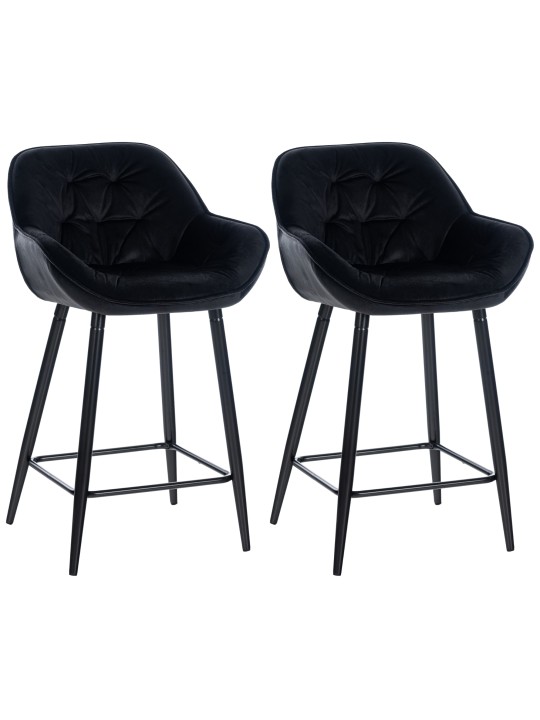 Set van 2 barkrukken Gibson fluweel, zwart