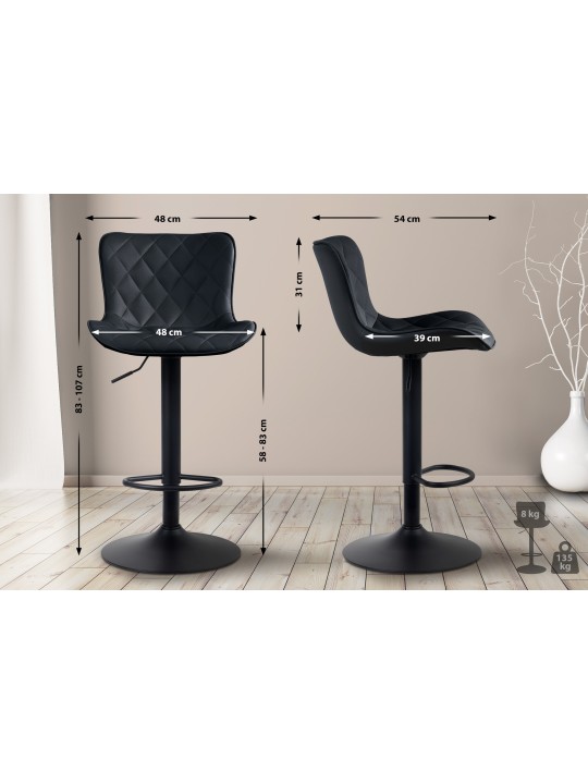 Barkruk Emma kunstleer, zwart Barkruk Emma kunstleer, zwart