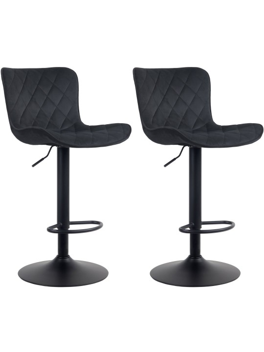 Set van 2 barkrukken Emma fluweel, zwart