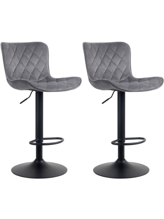 Set van 2 barkrukken Emma fluweel, donkergrijs Set van 2 barkrukken Emma fluweel, donkergrijs