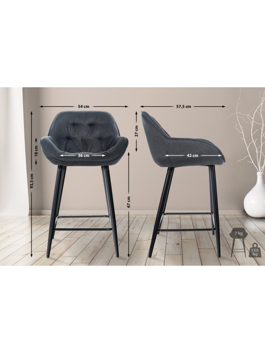 Set van 2 barkrukken Gibson stof, donkergrijs