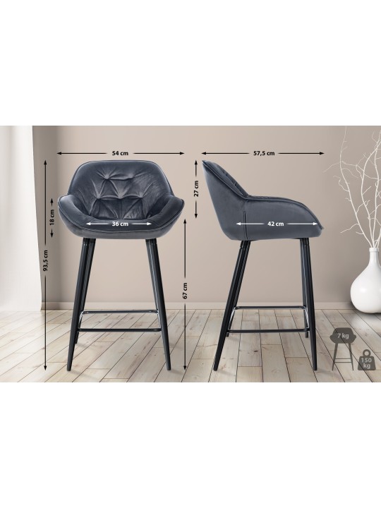 Barkruk Gibson fluweel, donkergrijs Barkruk Gibson fluweel, donkergrijs