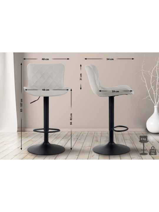 Set van 2 barkrukken Emma fluweel, crème