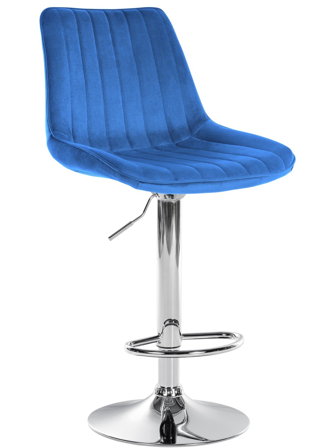 Barkruk Toni fluweel chroom, blauw